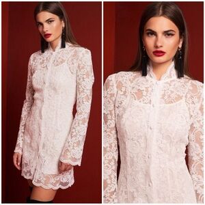 STONE COLD FOX WHITE LACE BUTTON MINI BRIDAL WEDDING FOR LOVE LEMONS HOUSE OF CB